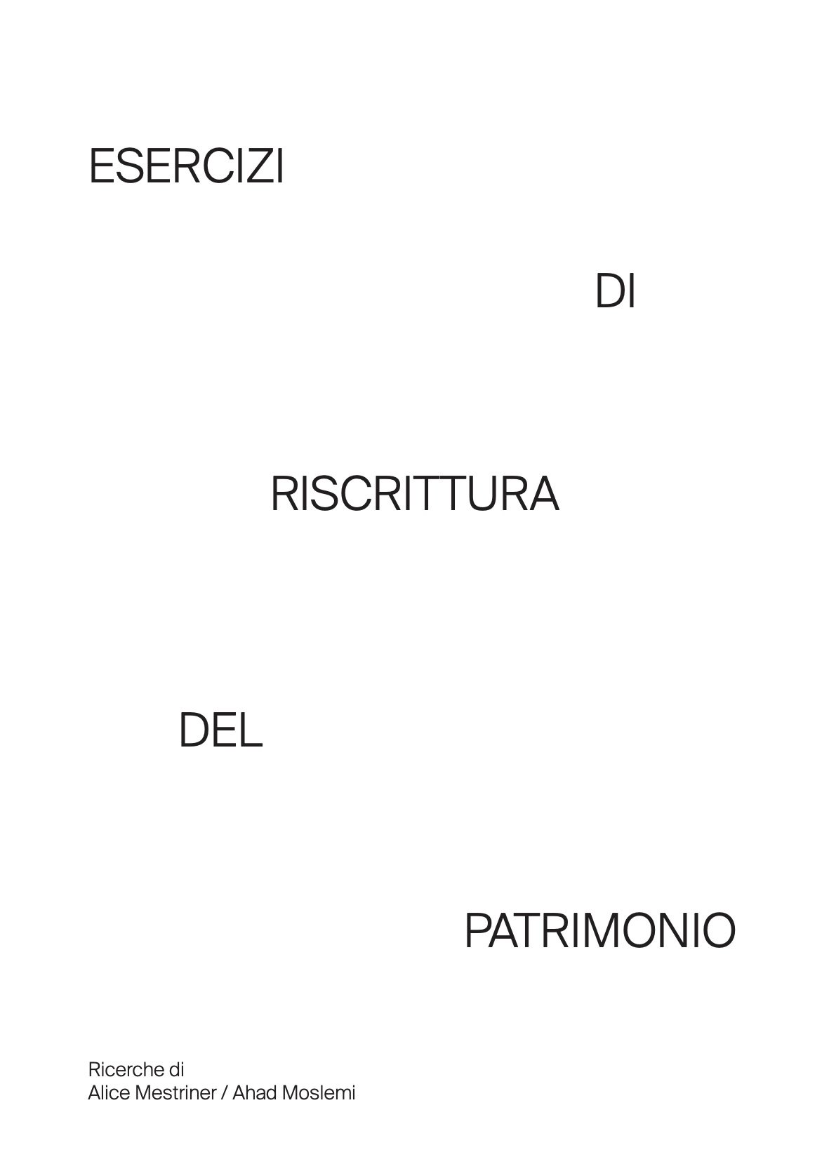 Esercizi di riscrittura del patrimonio